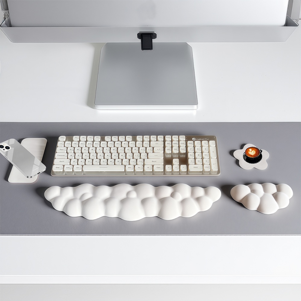 Home Office Call Center - 4 個の人間工学に基づいたマウスパッドリストサポートセット、滑り止めベースを含むクラウドリストレストデスクトップ電話パッド、オフィス、家庭用