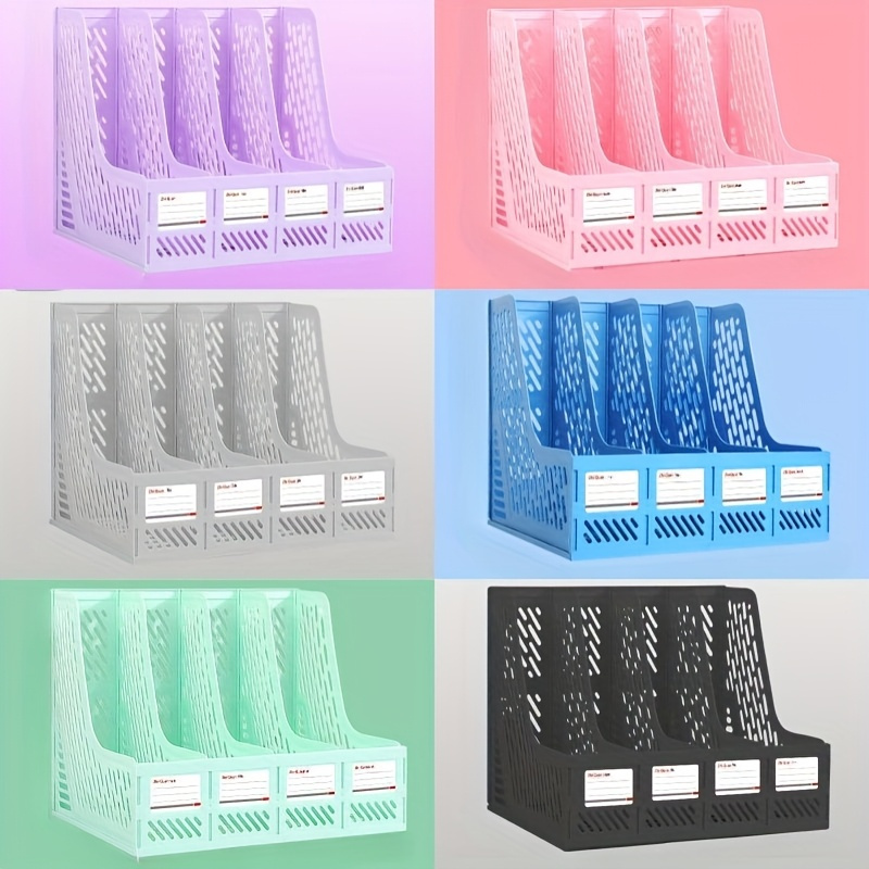 Letter Tray Desk - 1個、厚みのあるファイルラック、フレーム、4重収納シート、シンプルデータバスケット、棚、収納バスケット、オフィス用、学生用U