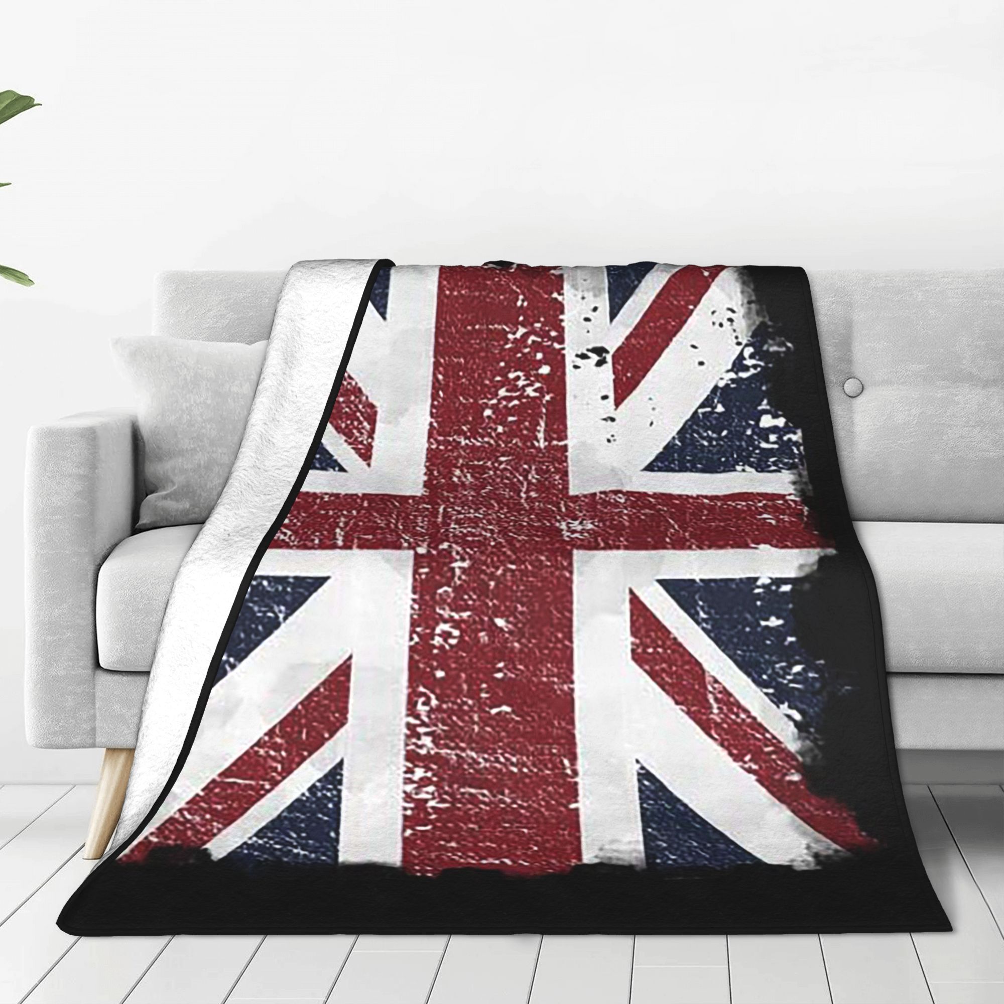 Home Office Uk - ユーズド加工英国国旗ブラックグレーユニオンジャックフェイスマスク英国ブランケット通気性フリースソファスローブランケット家庭用寝室オフィス用