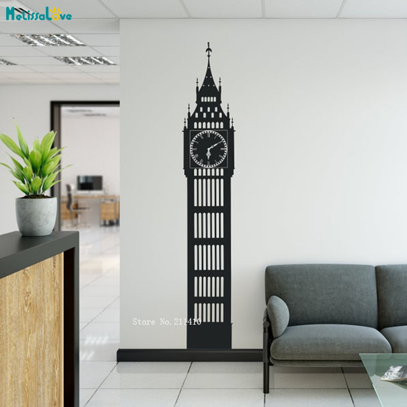 Home Office England - 時計の形の壁のステッカーロンドンアートイングランド旅行の装飾学校の家のリビングルームの寝室のオフィス取り外し可能な壁画yt4949