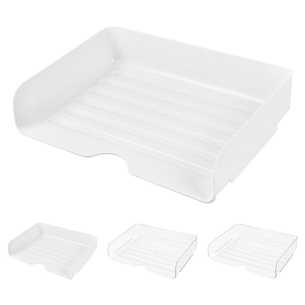 4個セット スタッカブル ファイルオーガナイザー ホワイト  - Letter Tray Desk のレビューと価格