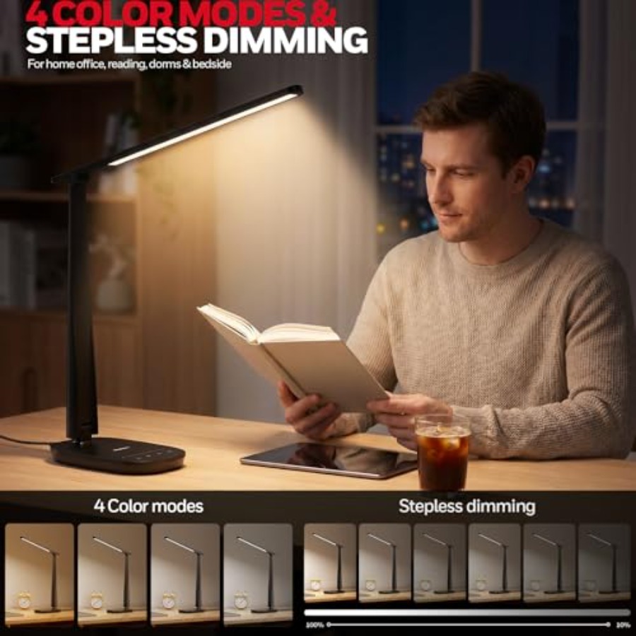 ホームオフィス用LEDデスクランプ、目に優しい調光可能な読書 - Home Office Desk のレビューと価格