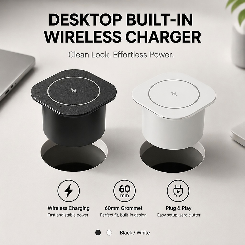 15W内蔵ワイヤレス充電器埋め込み式デスクトップ充電ステーシ - Home Office Uk のレビューと価格