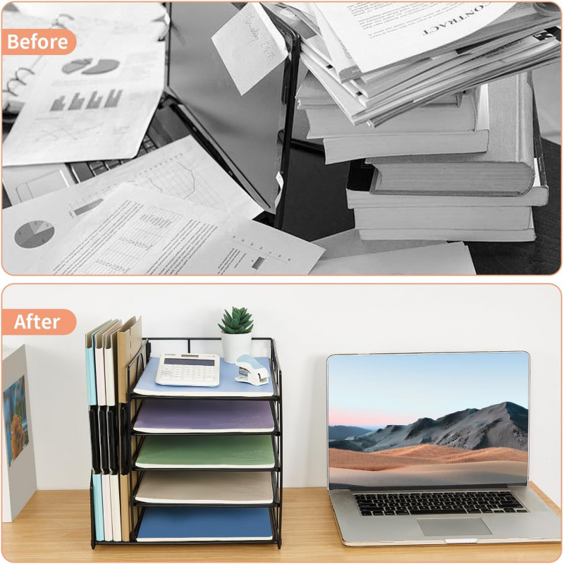 5段多層ファイルラックオフィスデスクトップドキュメントオーガ - Letter Tray Desk のレビューと価格