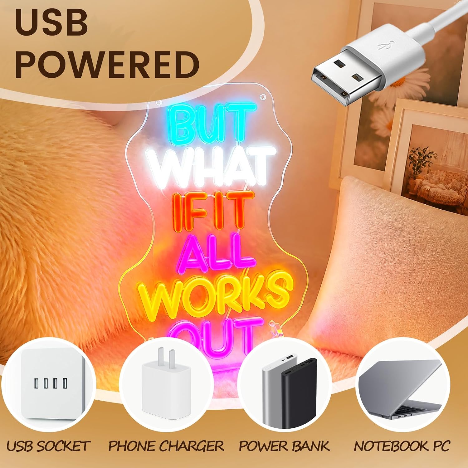 「でも、すべてがうまくいったらどうなるの？」LEDネオンサイ - Home Office What Is It のレビューと価格