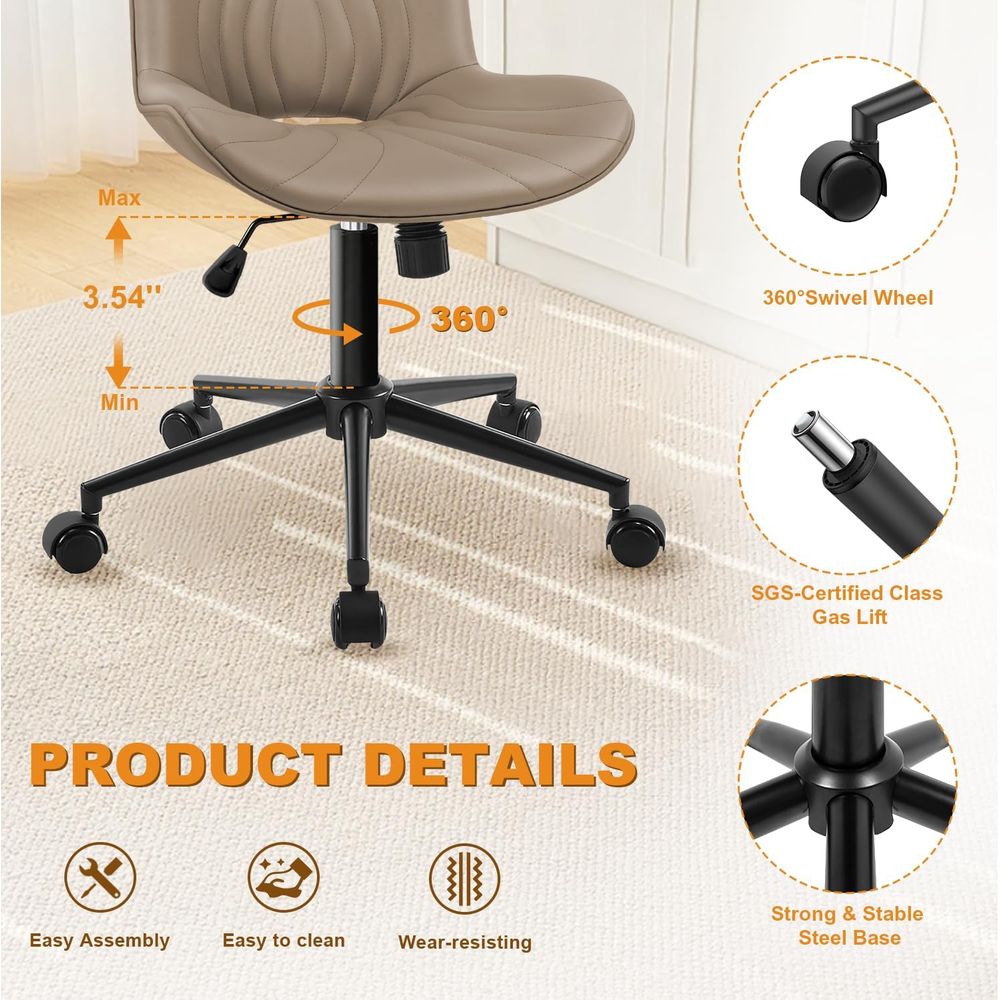 人間工学に基づいた高さ調節可能な回転デスクチェア、車輪付き、 - Home Office Desk のレビューと価格