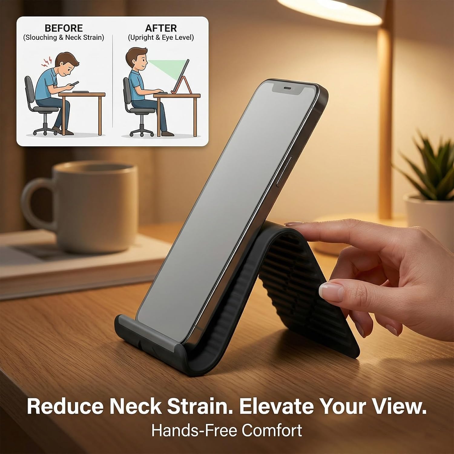 柔軟で折りたたみ可能なシリコン製スマホホルダー、ポータブルで - Home Office Call Center のレビューと価格