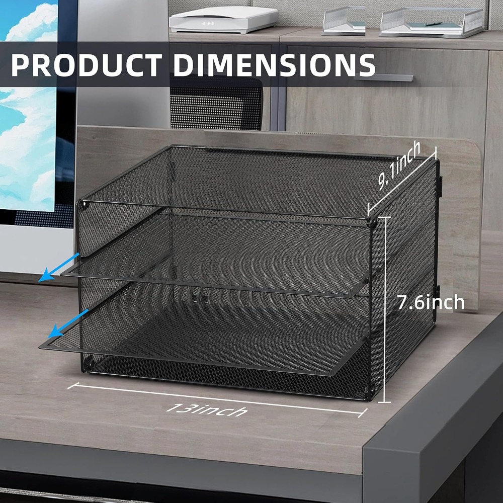 3段メッシュレタートレイ、デスク用、A4用紙、郵便物、フォル - Letter Tray Desk のレビューと価格