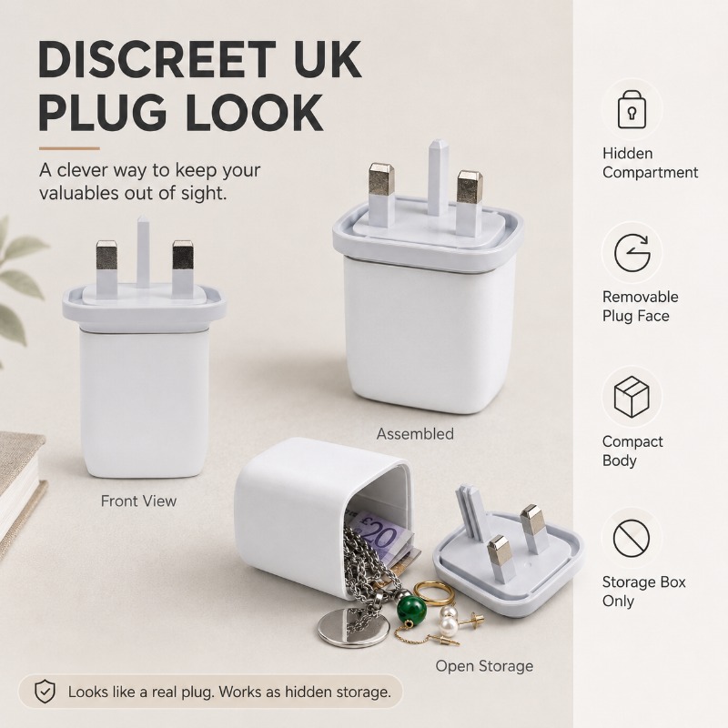 目立たない英国プラグ型の隠しボックス、ジュエリー、現金、薬、 - Home Office Uk のレビューと価格