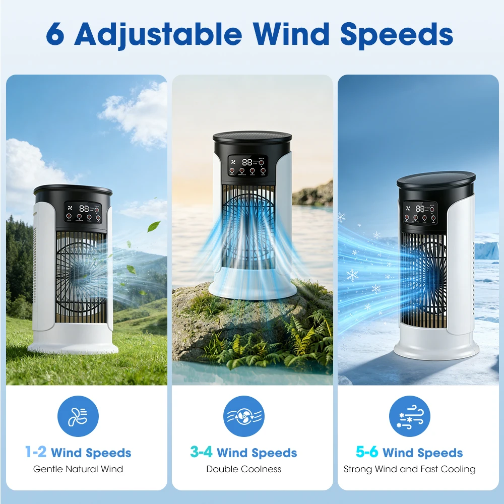 3in1家庭用扇風機エアコンポータブル6段階風量調節エアクー - Home Office Gear のレビューと価格