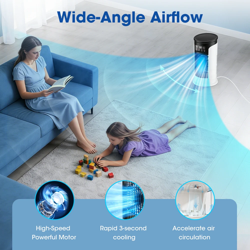 3in1家庭用扇風機エアコンポータブル6段階風量調節エアクー - Home Office Gear のレビューと価格